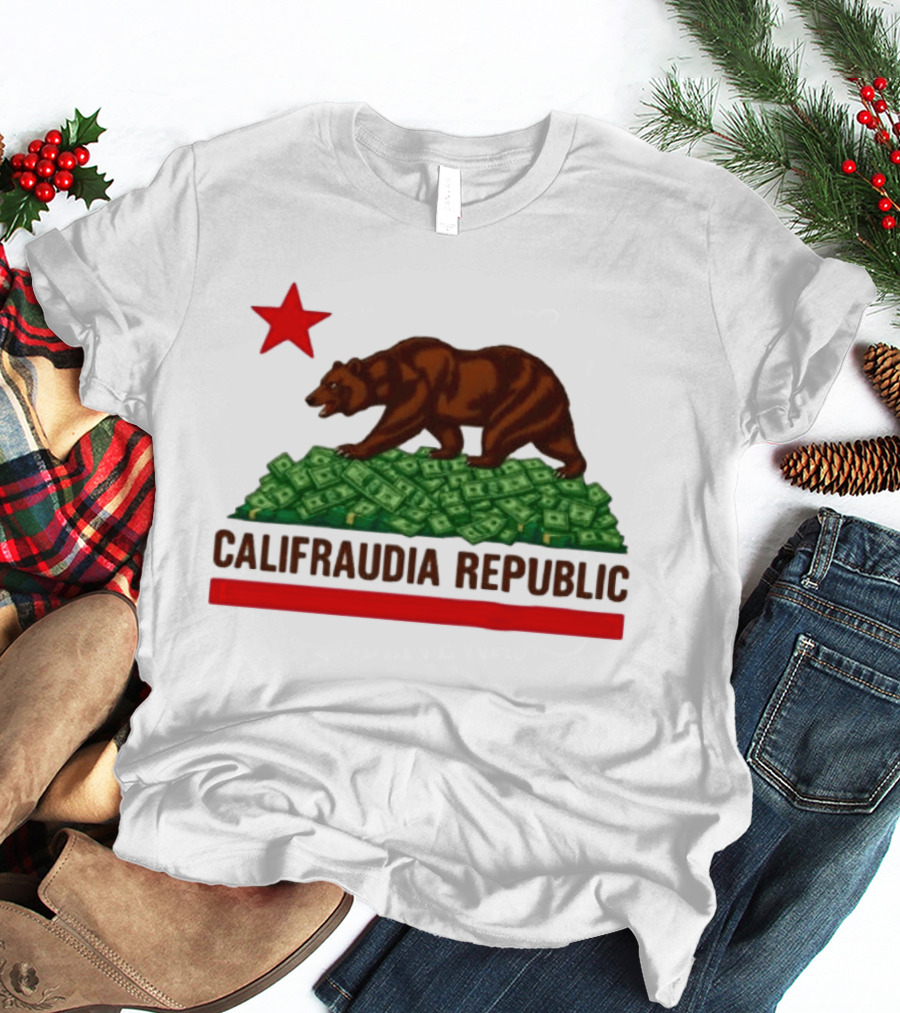 CalifraudIA Republic Bear On Money With Red Star T-Shirt