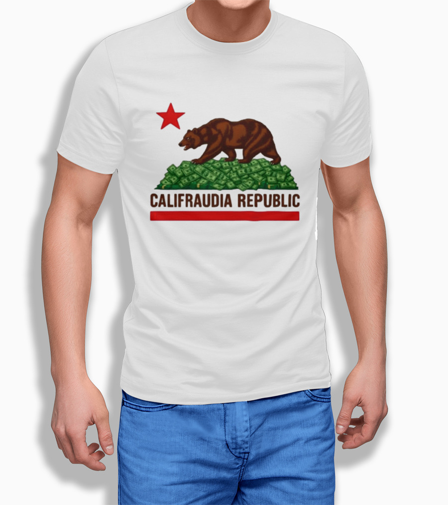 CalifraudIA Republic Bear On Money With Red Star T-Shirt