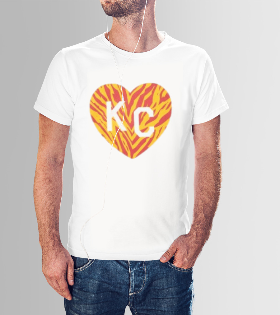 Made In KC Red Yellow Stripes Heart Charlie Hustle T-Shirt