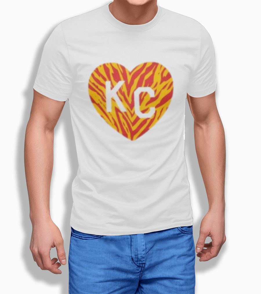 Made In KC Red Yellow Stripes Heart Charlie Hustle T-Shirt