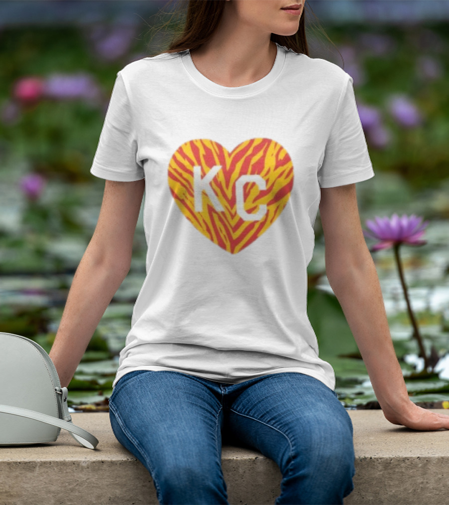 Made In KC Red Yellow Stripes Heart Charlie Hustle T-Shirt