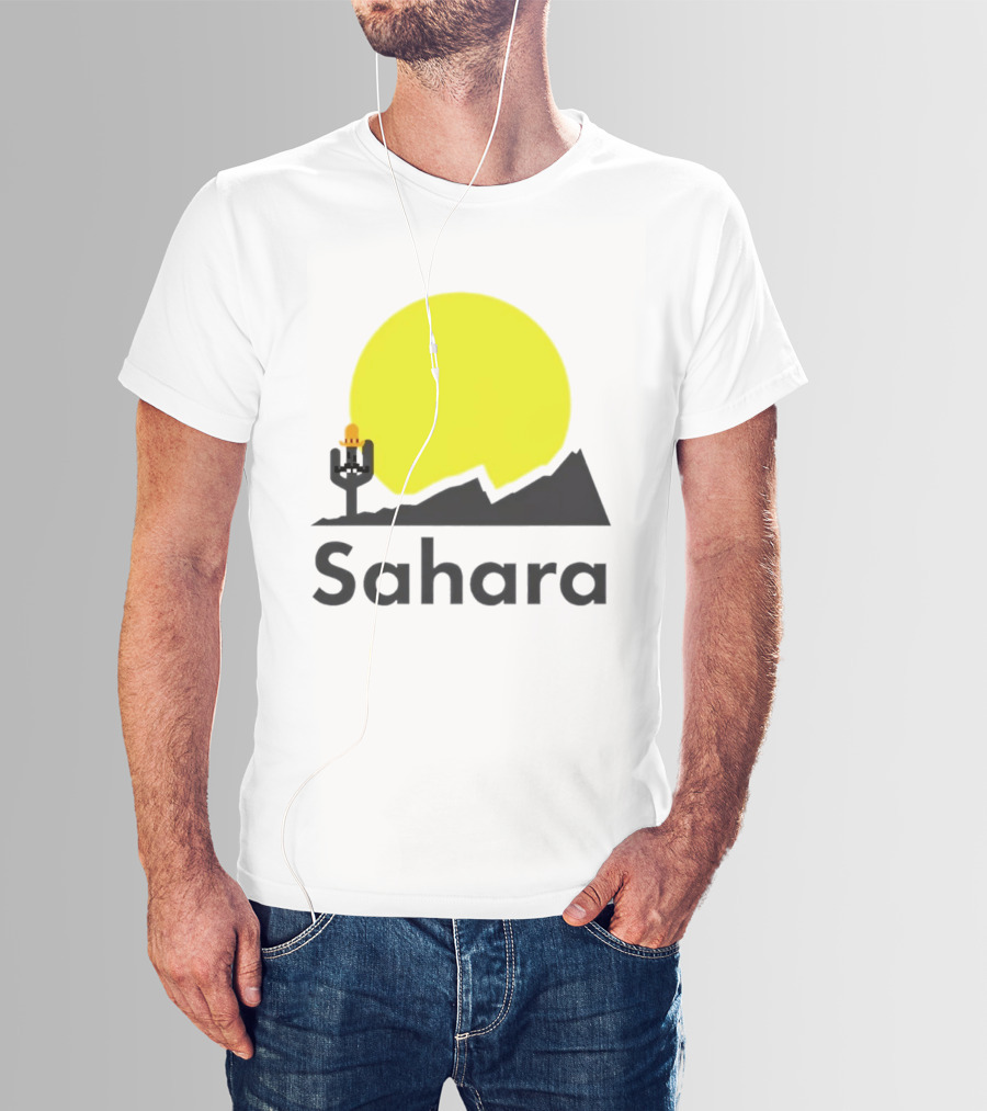 Sahara Desert Cactus Pixel Art With Sombrero Sunset Scene T-Shirt