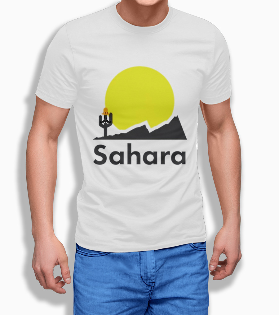 Sahara Desert Cactus Pixel Art With Sombrero Sunset Scene T-Shirt