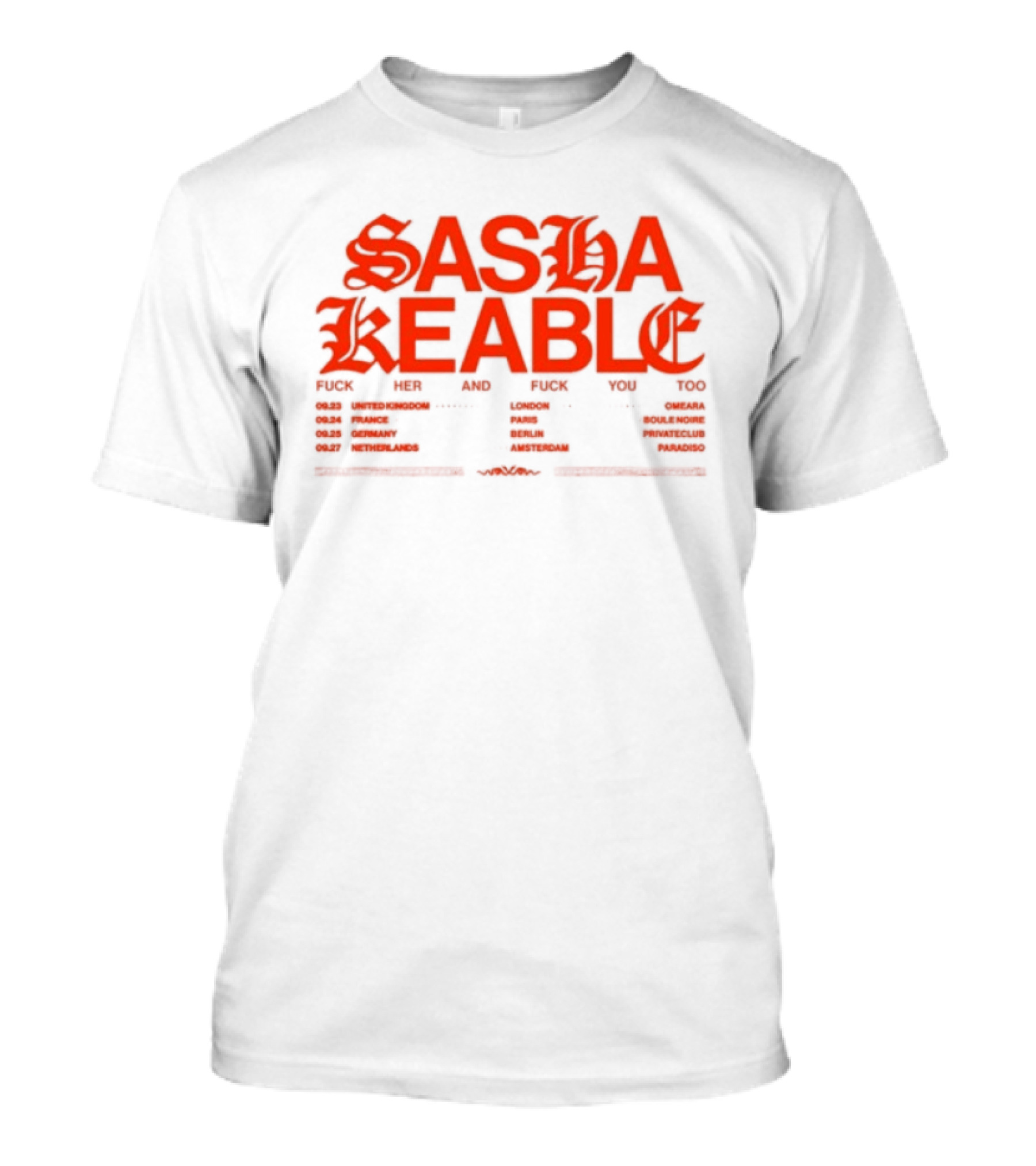 Sasha Keable 2024 Tour Dates And Locations List T-Shirt