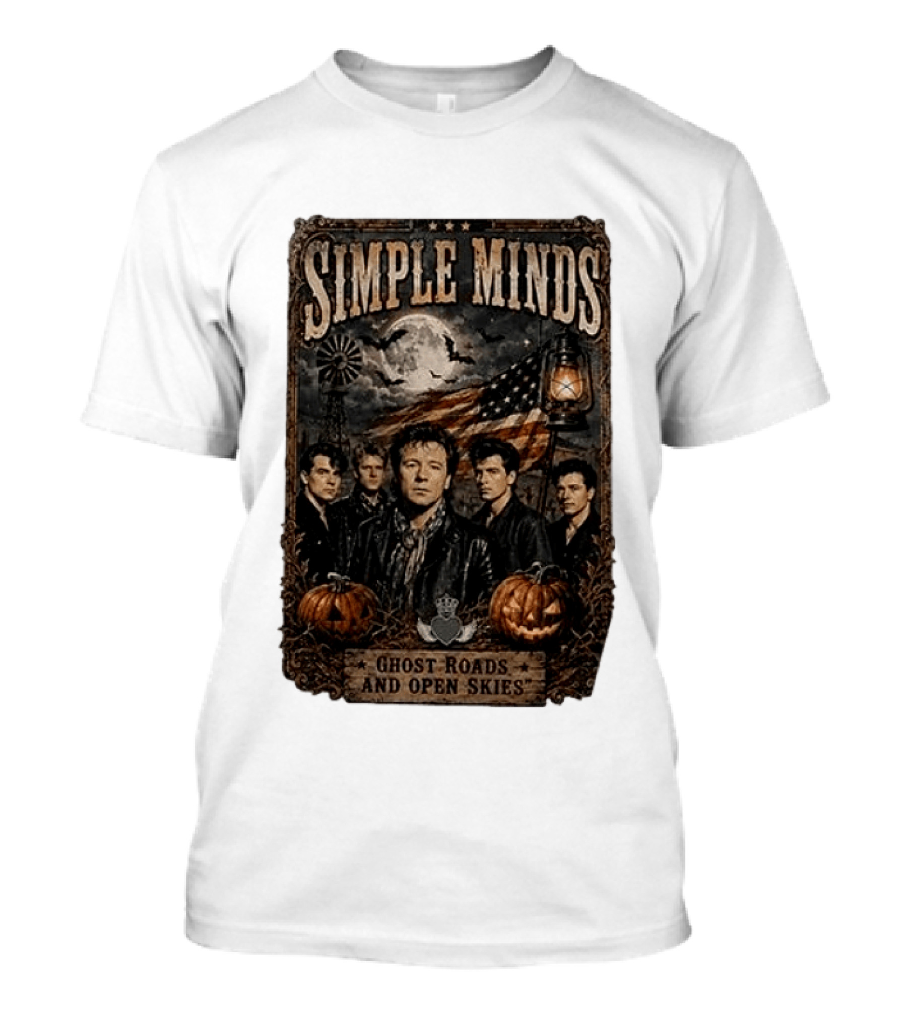 Simple Minds Band Ghost Roads And Open Skies Vintage American Flag T-Shirt