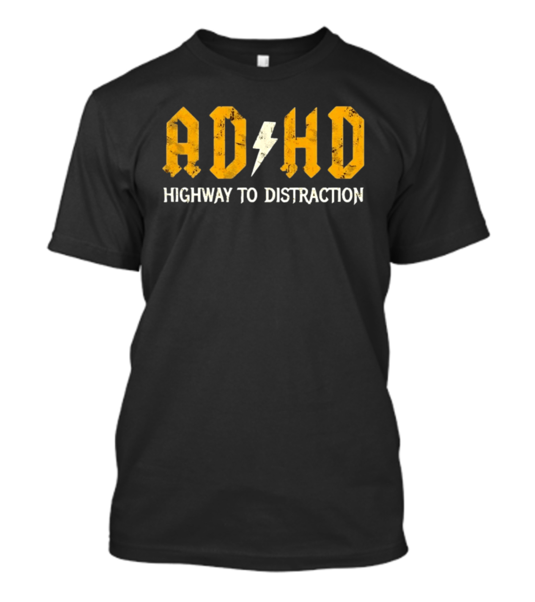 AD HD Highway To Distraction Distressed Lightning Bolt T-Shirt