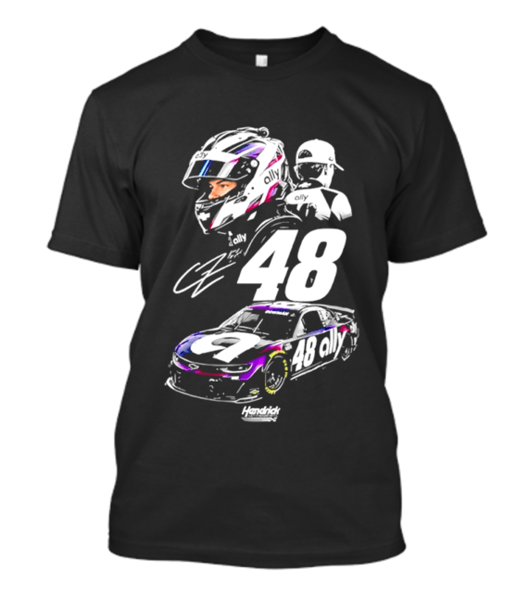 Alex Bowman 48 Ally Racing Helmet Car Hendrick Motorsports T-Shirt