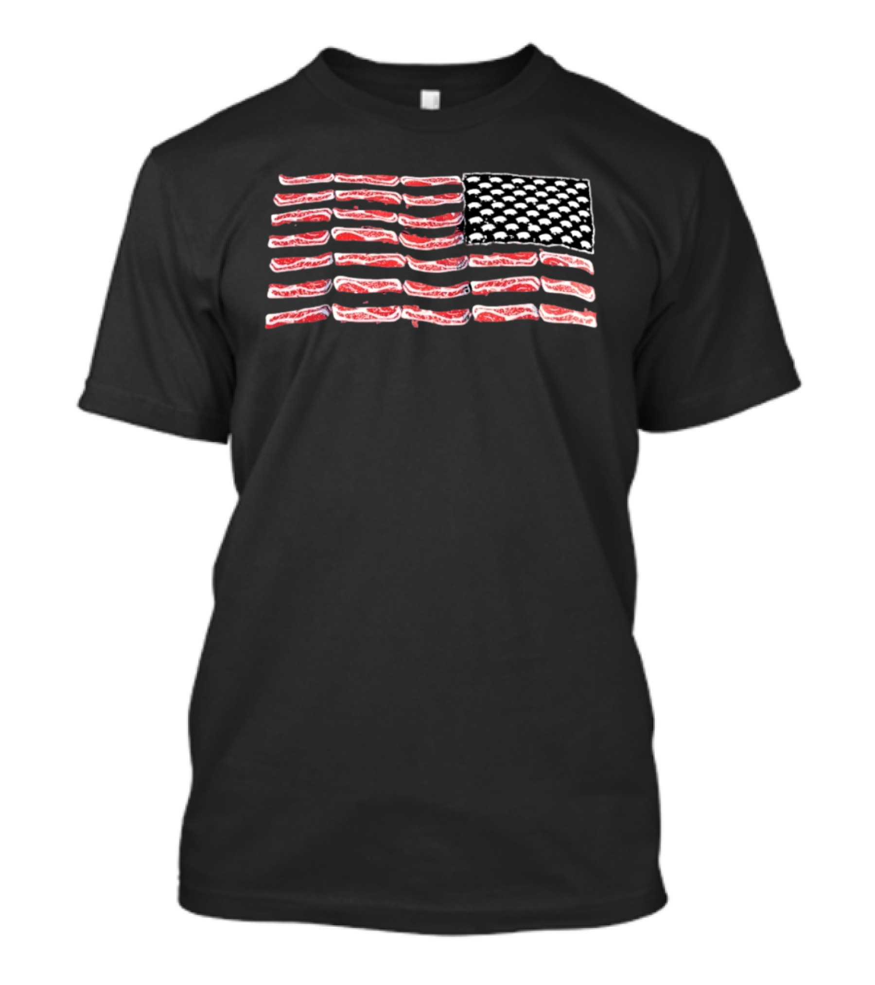 American Flag Bacon Strips With Pigs Pork Lover T-Shirt