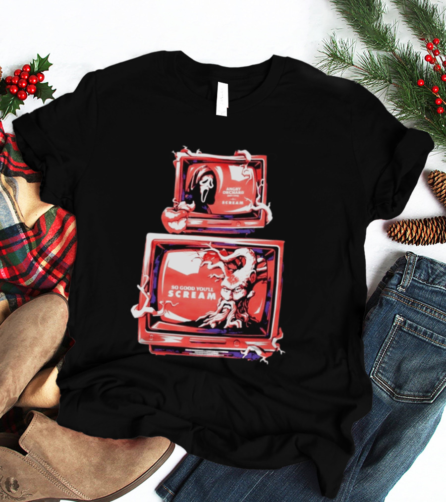 Angry Orchard Hard Cider So Good You'll Scream Retro TV Horror T-Shirt