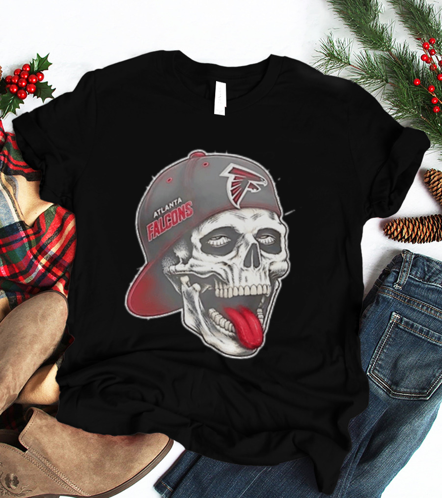 Atlanta Falcons Skull Cap Tongue Out Sports Fan T-Shirt