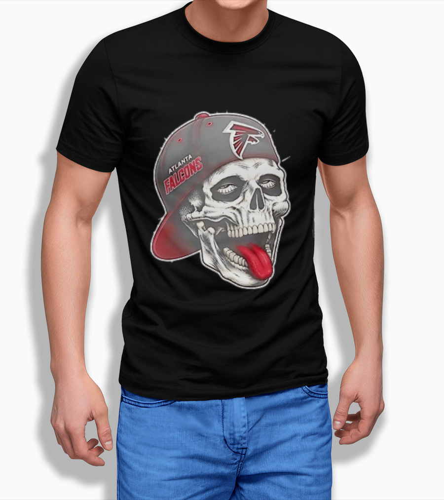 Atlanta Falcons Skull Cap Tongue Out Sports Fan T-Shirt