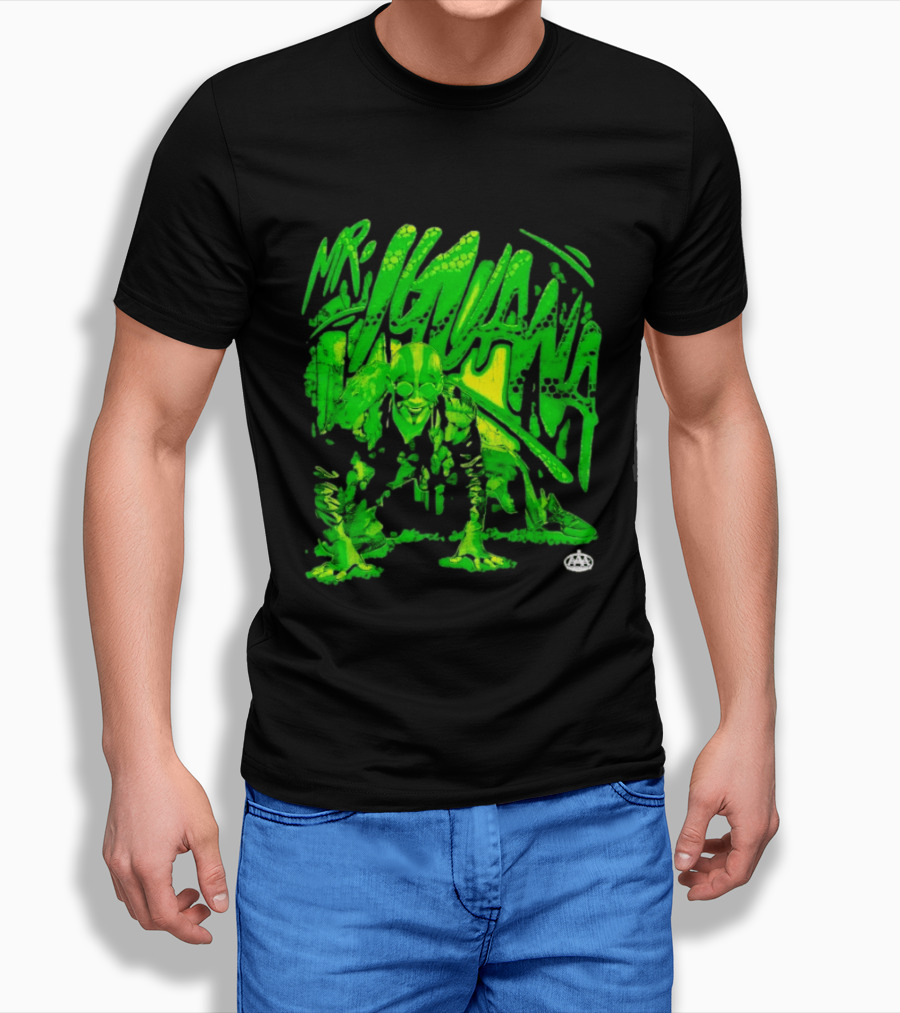 Mr Iguana AAA Lucha Libre Wrestler Crouching Masked Green Creature T-Shirt