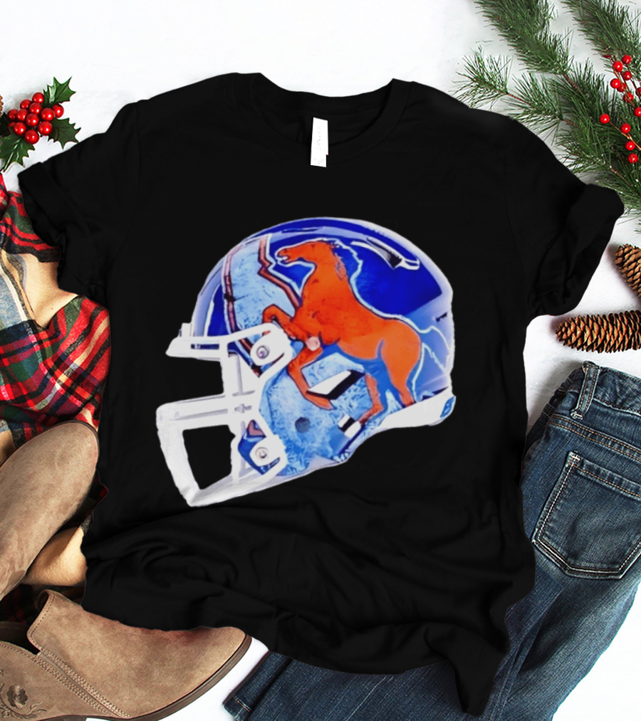 Denver Broncos Horse Helmet Blue And Orange NFL Team Gear T-Shirt