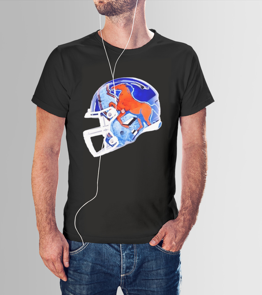 Denver Broncos Horse Helmet Blue And Orange NFL Team Gear T-Shirt