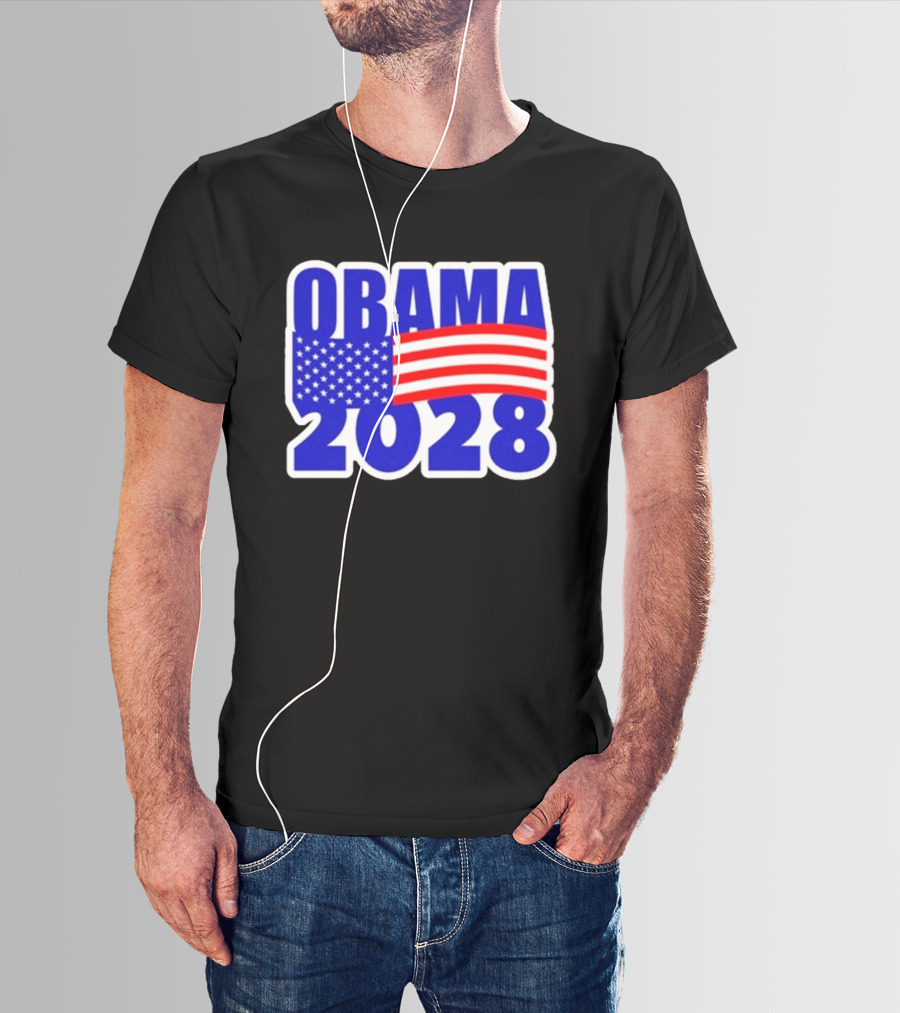 Obama 2028 American Flag Campaign T-Shirt