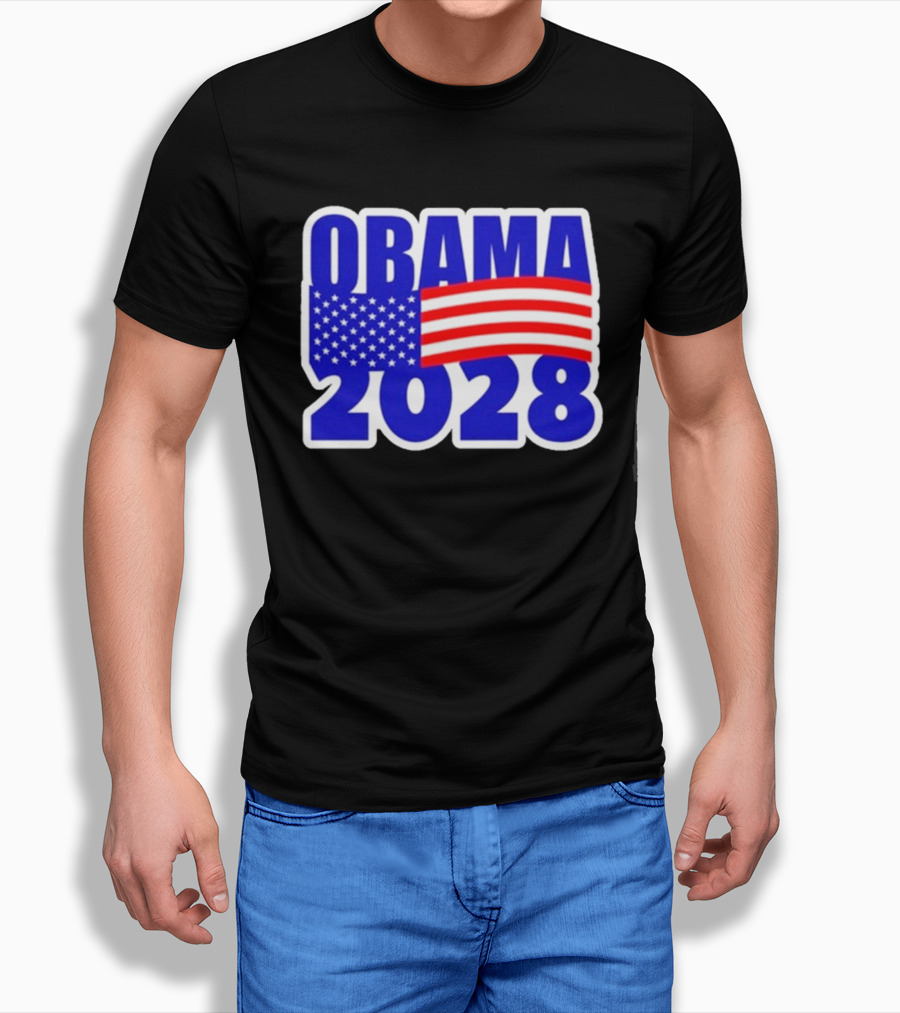 Obama 2028 American Flag Campaign T-Shirt