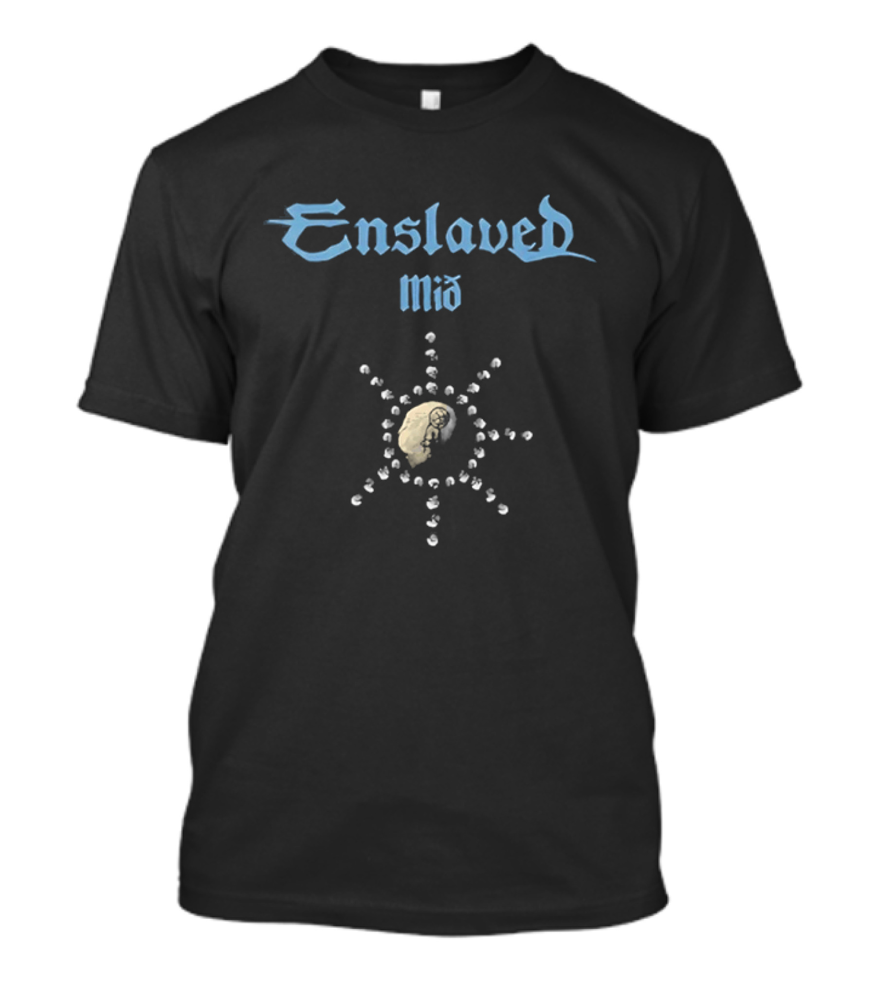 Enslaved Mið Sunburst Symbol Nordic Black Metal Band T-Shirt