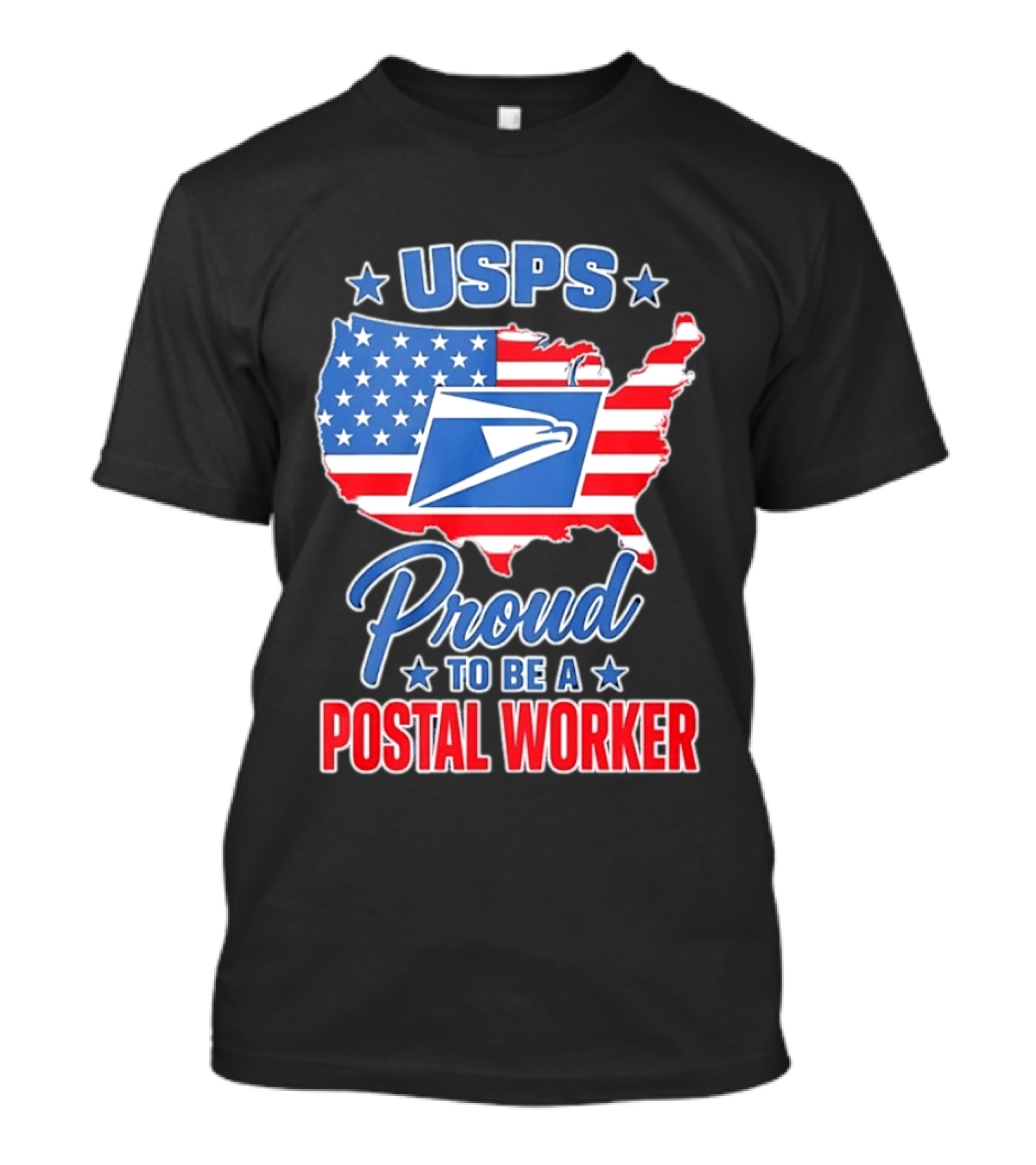 USPS Proud Postal Worker Mail Carrier USA Map T-Shirt