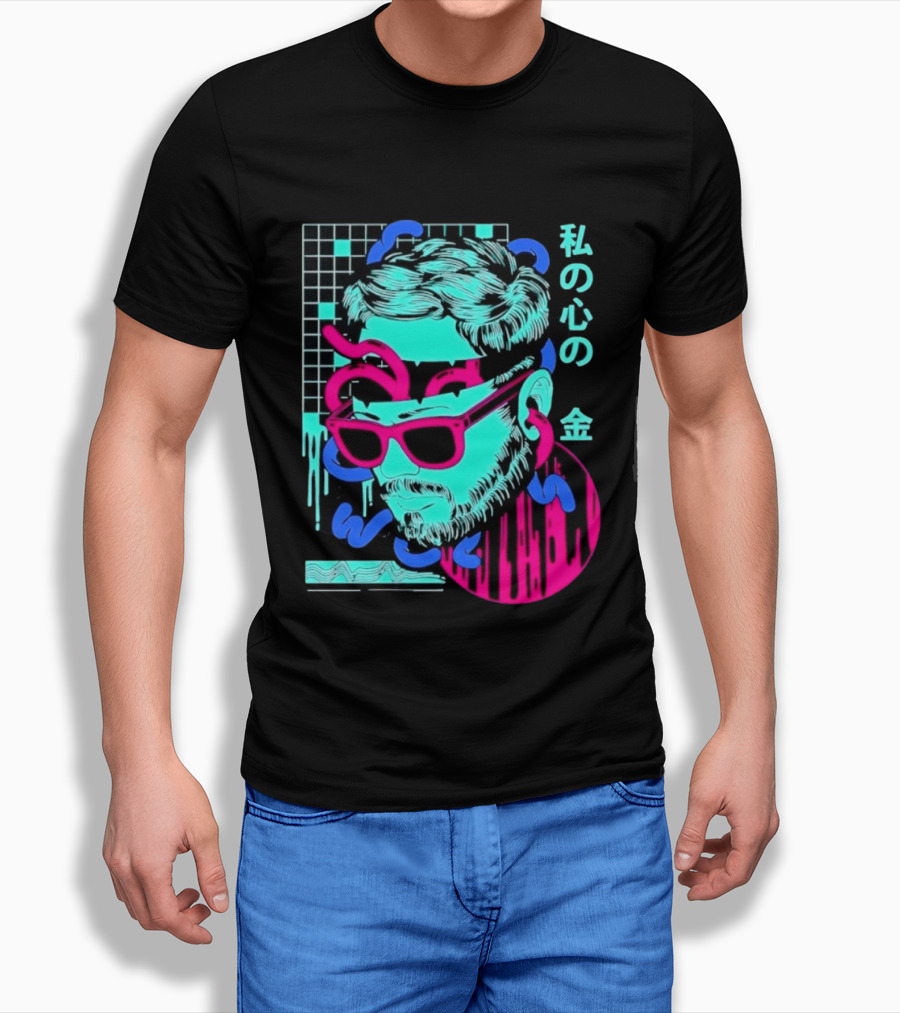 Vaporwave Aesthetic Japanese Text My Heart's Money Neon T-Shirt