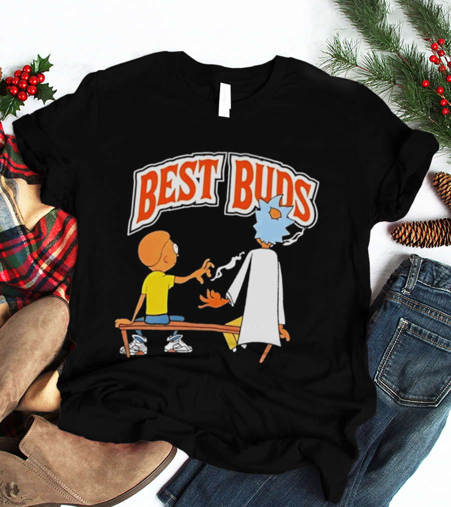 Rick And Morty Best Buds Adult Swim Cartoon Smoking Bench Scene T-Shirt