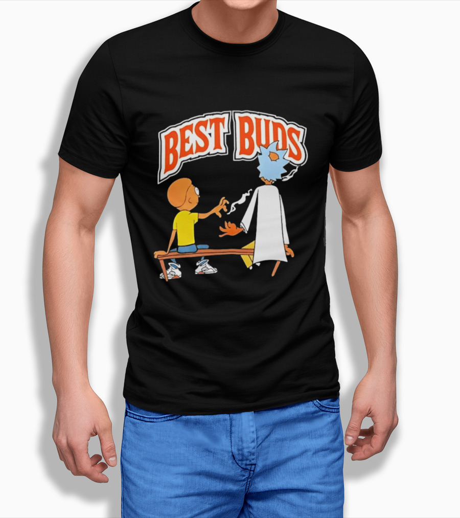 Rick And Morty Best Buds Adult Swim Cartoon Smoking Bench Scene T-Shirt