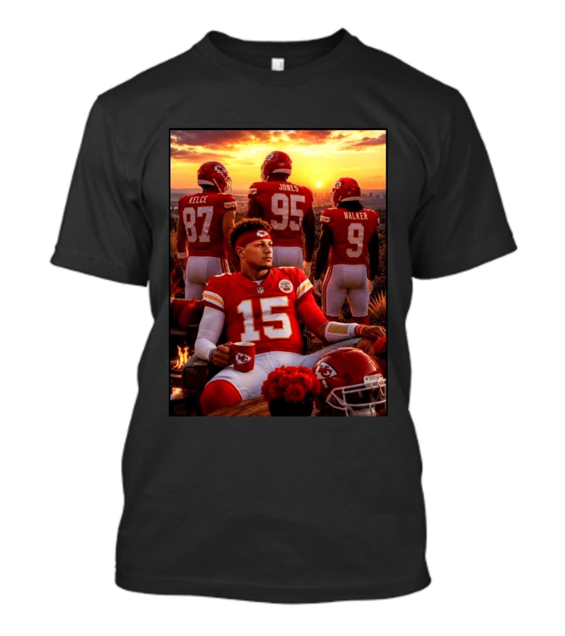 Good Morning Chiefs Kingdom Patrick Mahomes Kelce Jones Walker 87 95 9 15 T-Shirt
