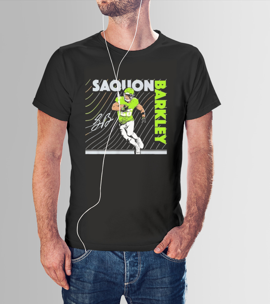 Saquon Barkley 26 Running Back Neon Green Philadelphia Eagles T-Shirt