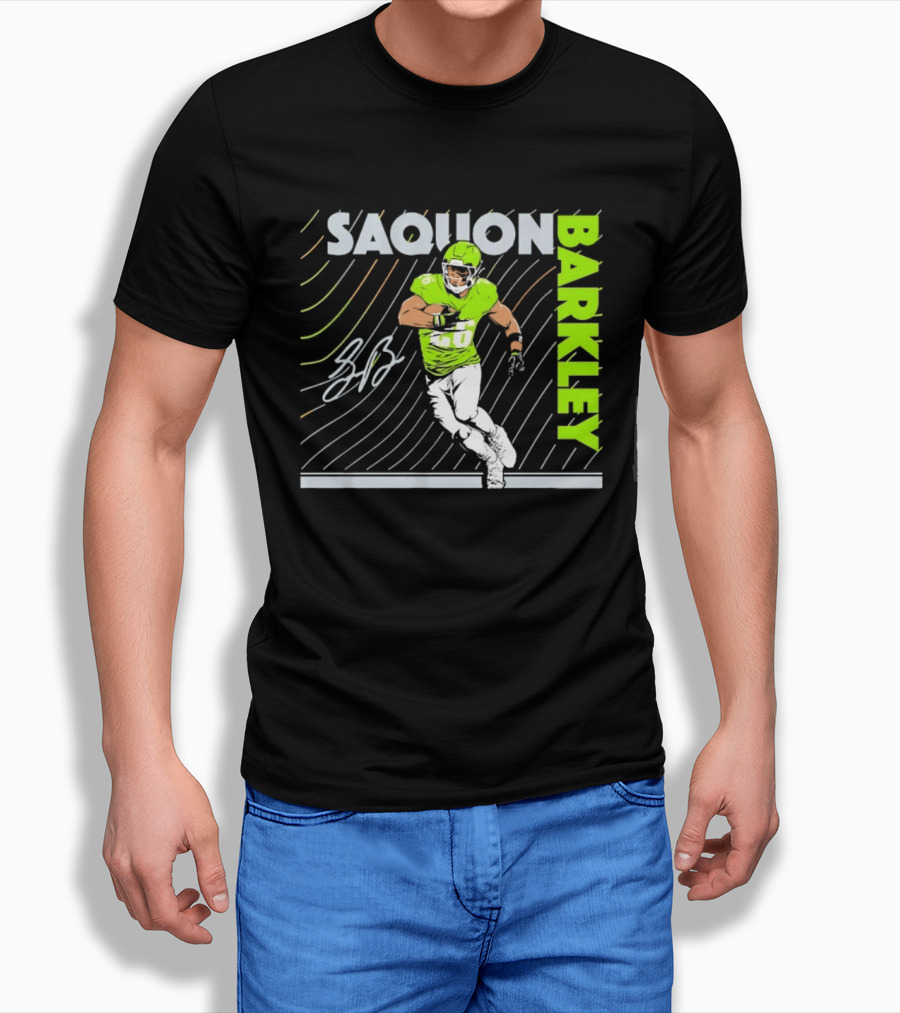 Saquon Barkley 26 Running Back Neon Green Philadelphia Eagles T-Shirt