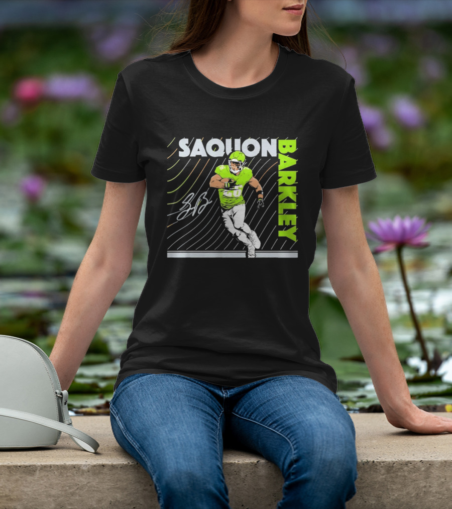 Saquon Barkley 26 Running Back Neon Green Philadelphia Eagles T-Shirt