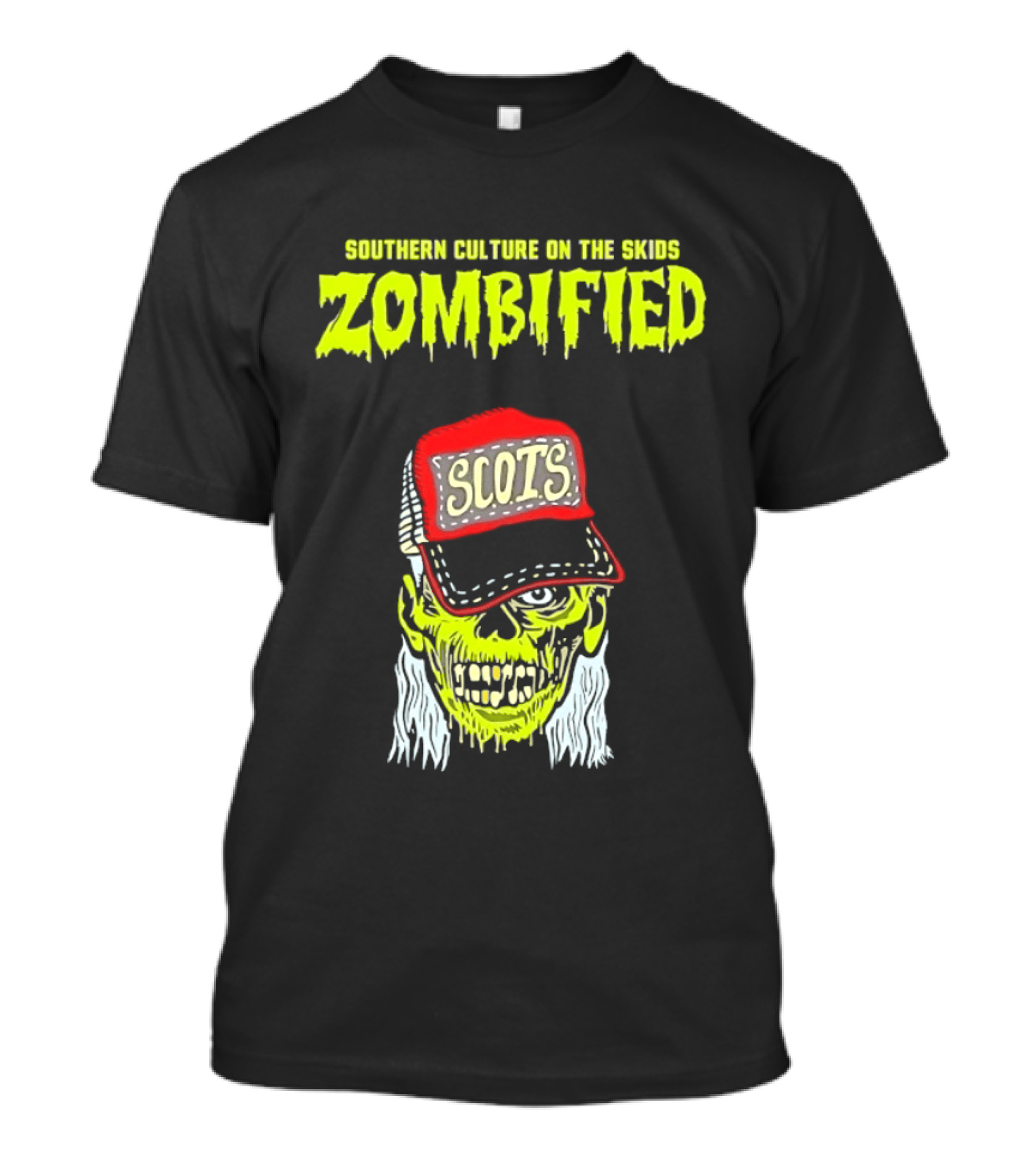 Southern Culture On The Skids Zombified Scots Skeleton With Red Cap T-Shirt