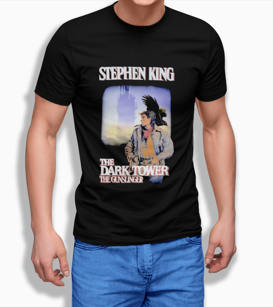 Stephen King The Dark Tower The Gunslinger Artwork With Gunslinger And Raven T-Shirt