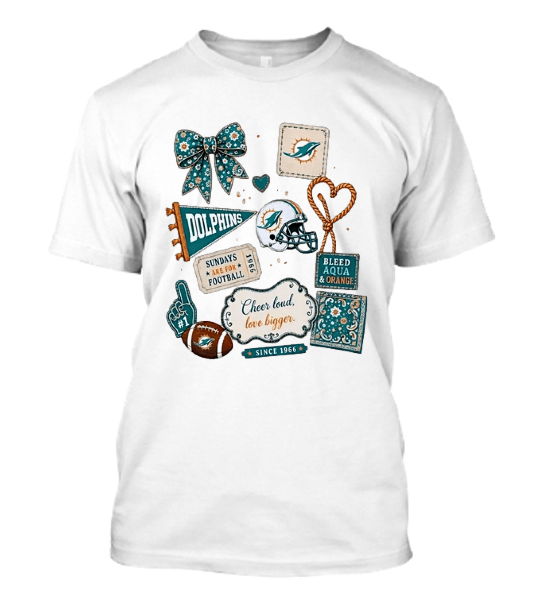 Miami Dolphins Cheer Loud Bleed Aqua Sundays Since 1966 T-Shirt