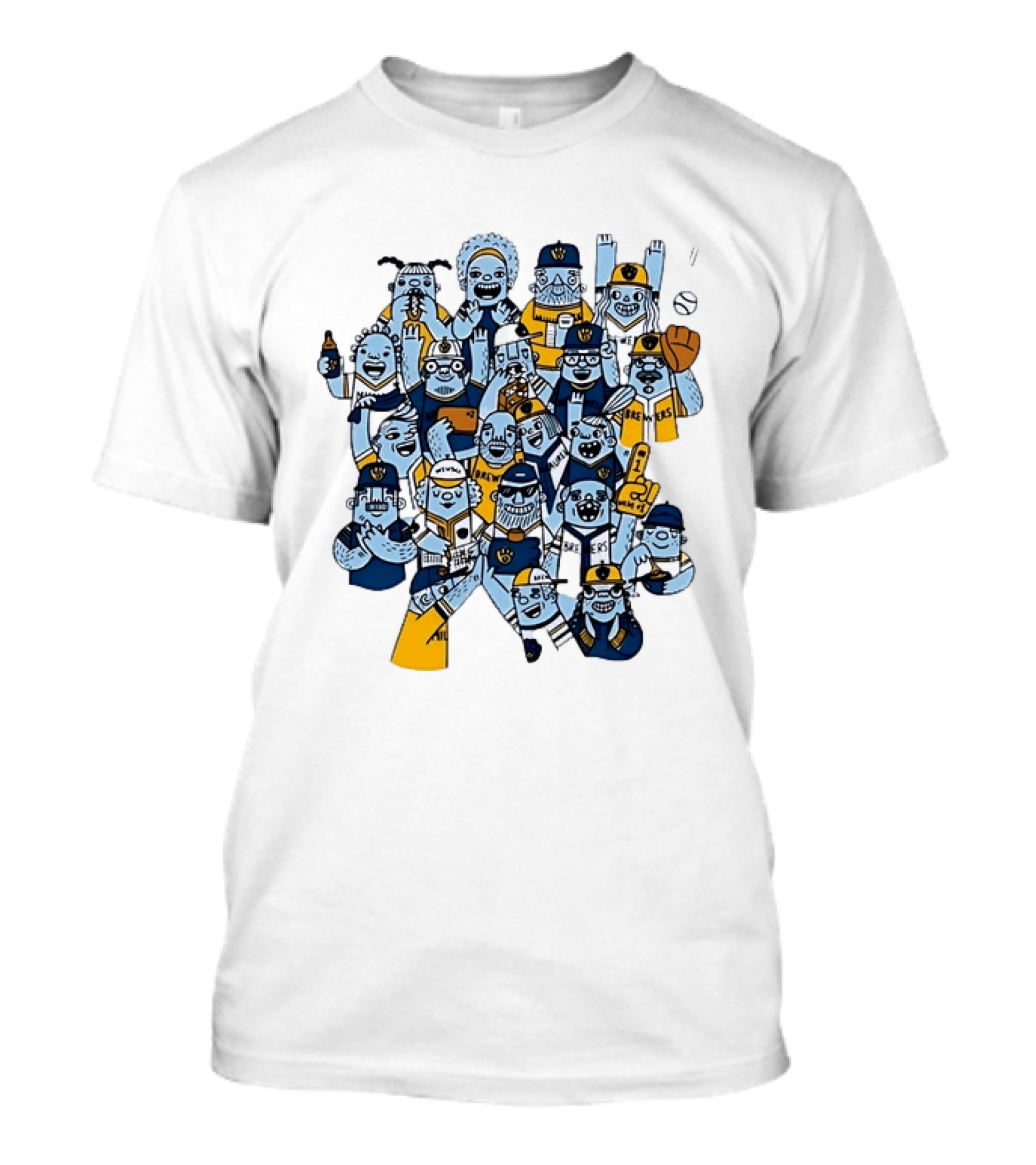 Milwaukee Brewers Fan Cartoon Characters Baseball Crowd T-Shirt