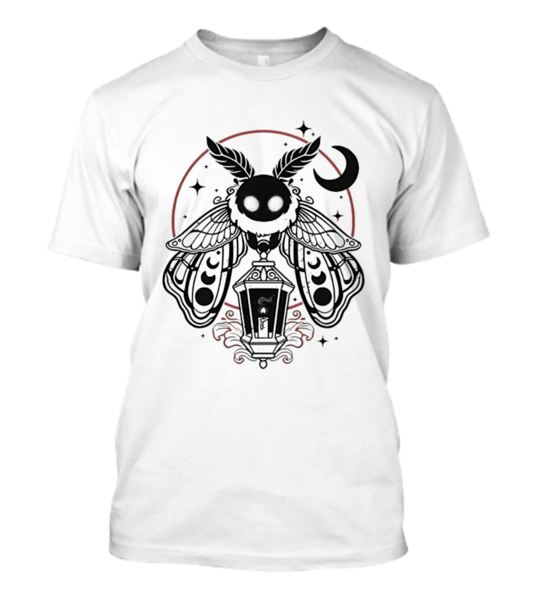 Moth Lantern Moon Occult Gothic Mystical Symbolism T-Shirt