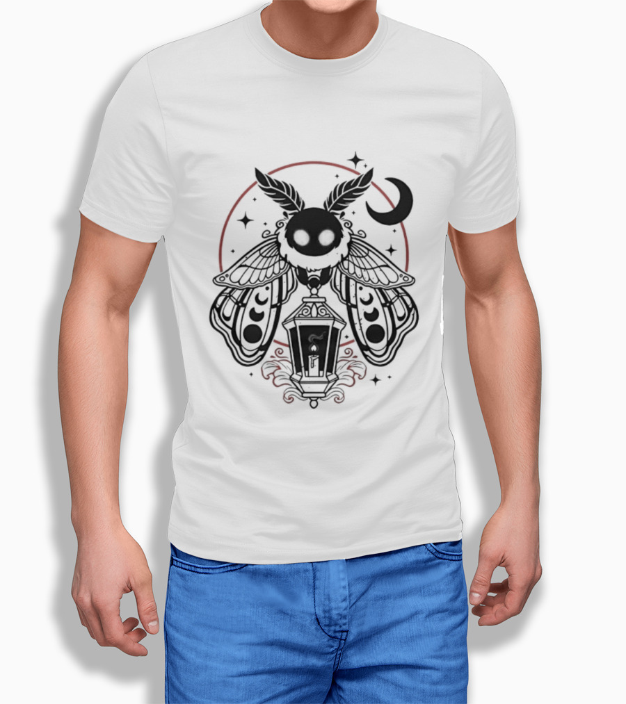 Moth Lantern Moon Occult Gothic Mystical Symbolism T-Shirt