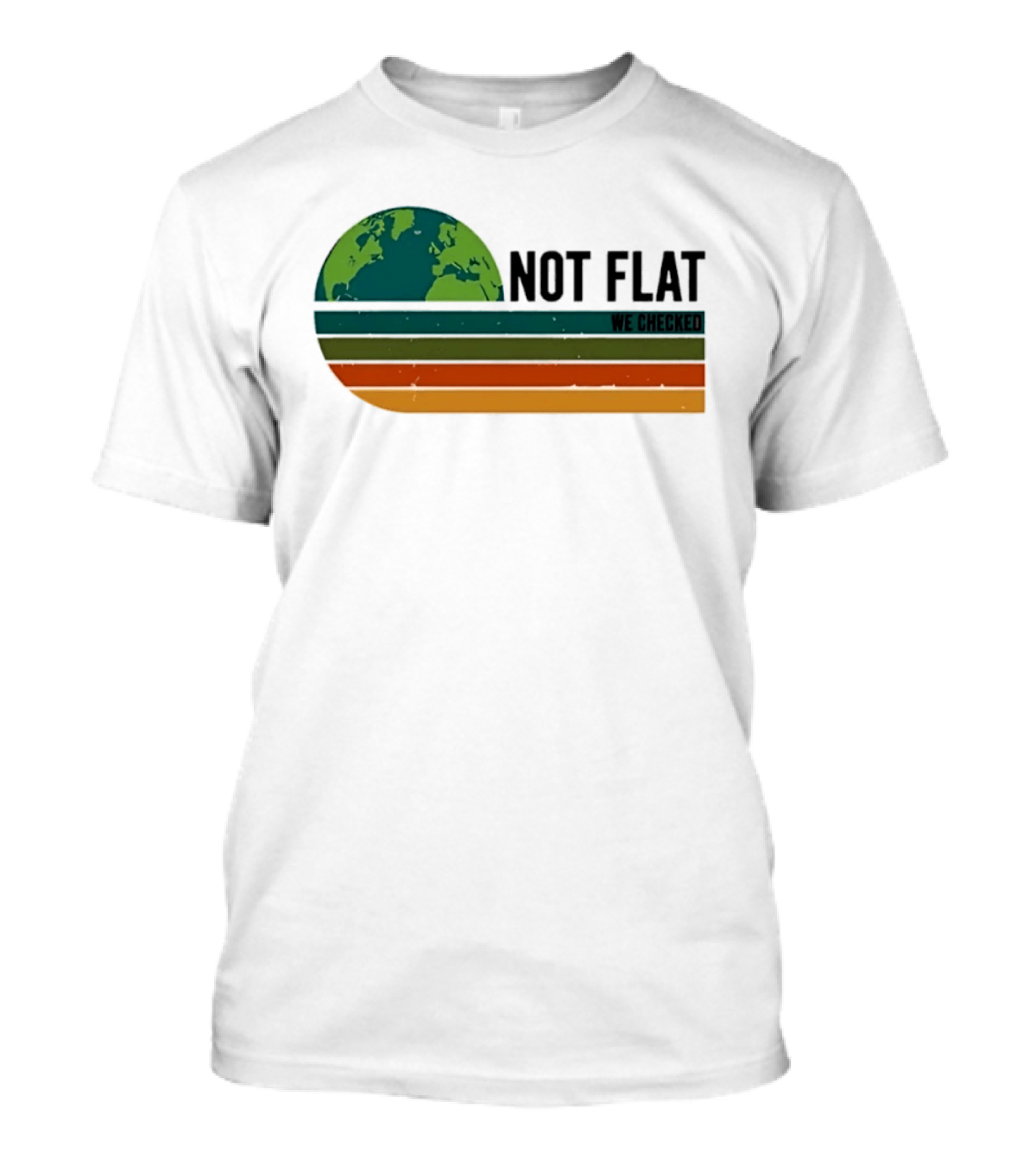 Not Flat We Checked Earth Globe Retro Stripes T-Shirt