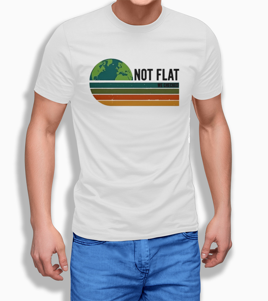 Not Flat We Checked Earth Globe Retro Stripes T-Shirt