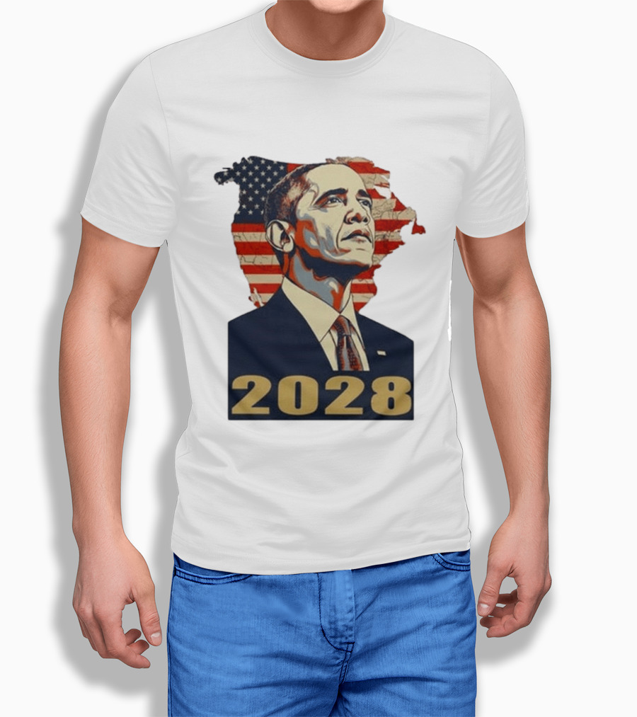 Obama 2028 With American Flag T-Shirt