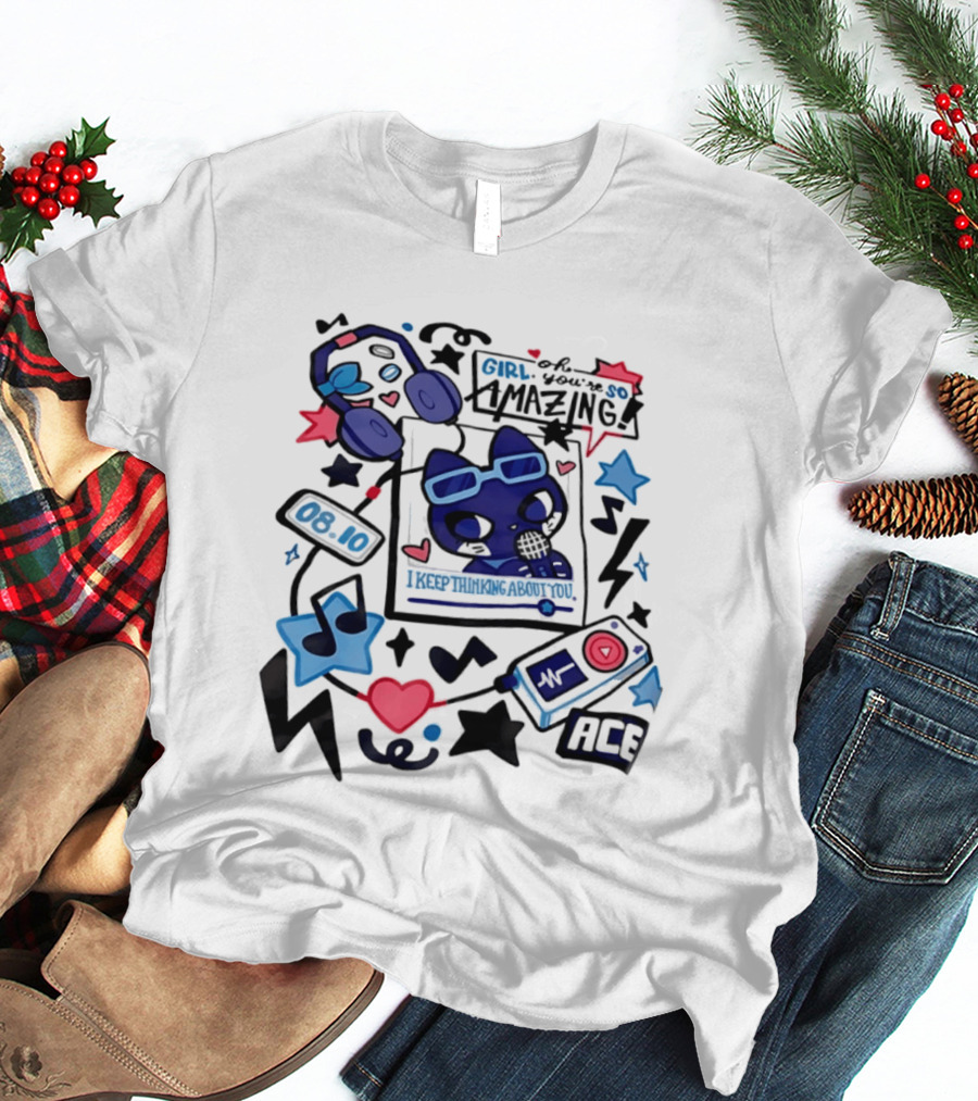 Oh Girl You're So Amazing Ace 0810 Music Style Retro Audio Visuals T-Shirt
