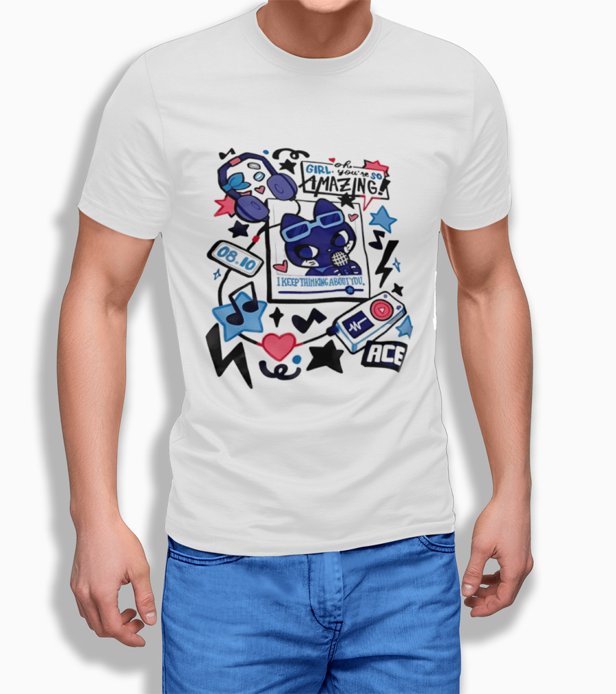 Oh Girl You're So Amazing Ace 0810 Music Style Retro Audio Visuals T-Shirt