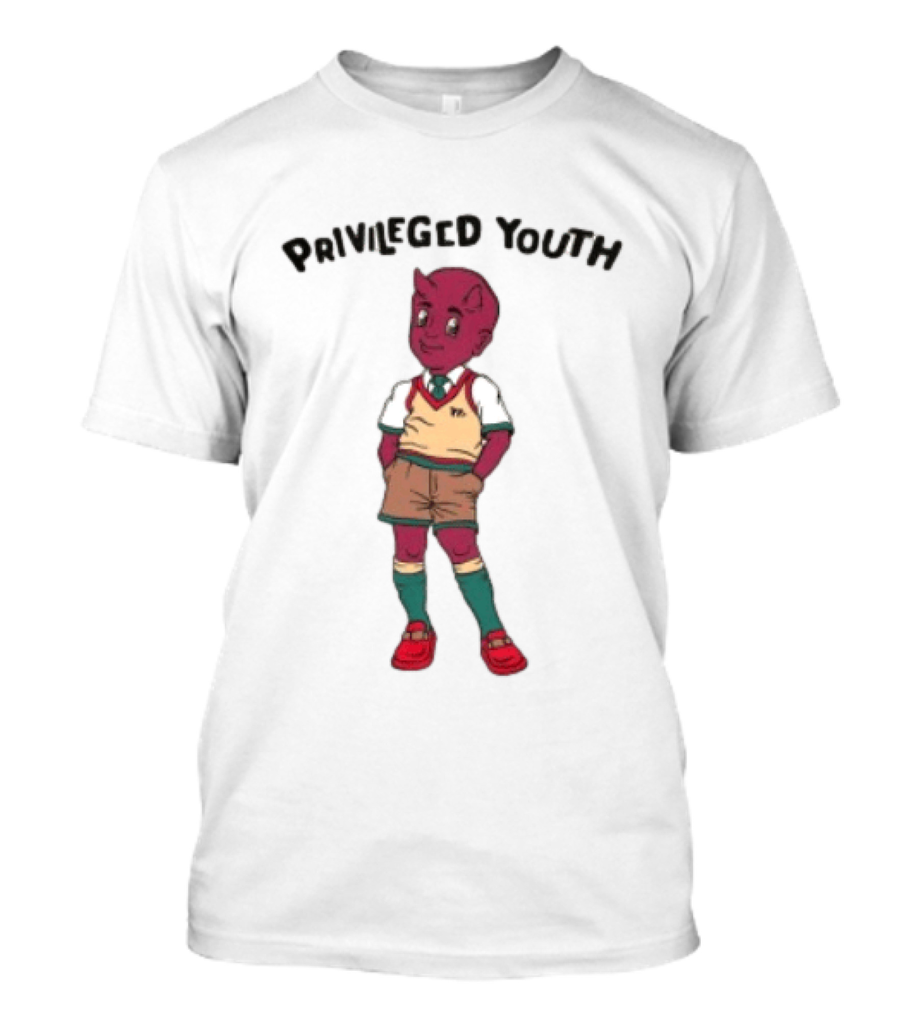 Privileged Youth Cartoon Devil Character Cream Independent Trading Co. Yearbook T-Shirt