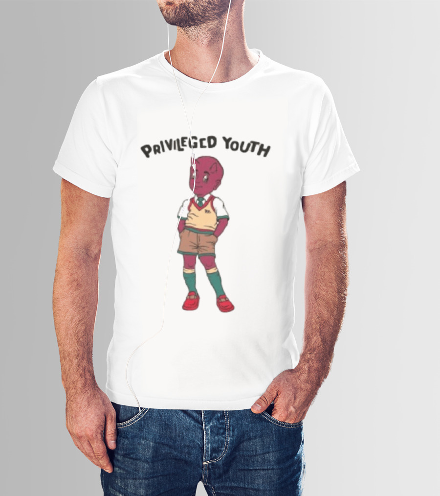 Privileged Youth Cartoon Devil Character Cream Independent Trading Co. Yearbook T-Shirt