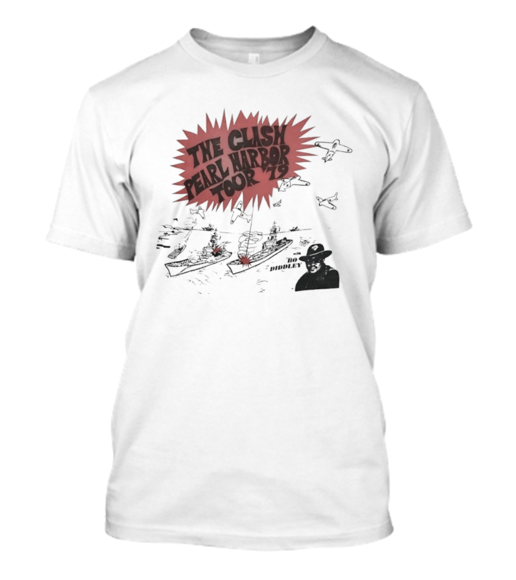 The Clash Pearl Harbor Tour 79 Bo Diddley Live Concert Vintage Punk Rock Music T-Shirt