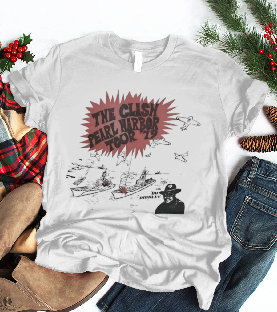 The Clash Pearl Harbor Tour 79 Bo Diddley Live Concert Vintage Punk Rock Music T-Shirt