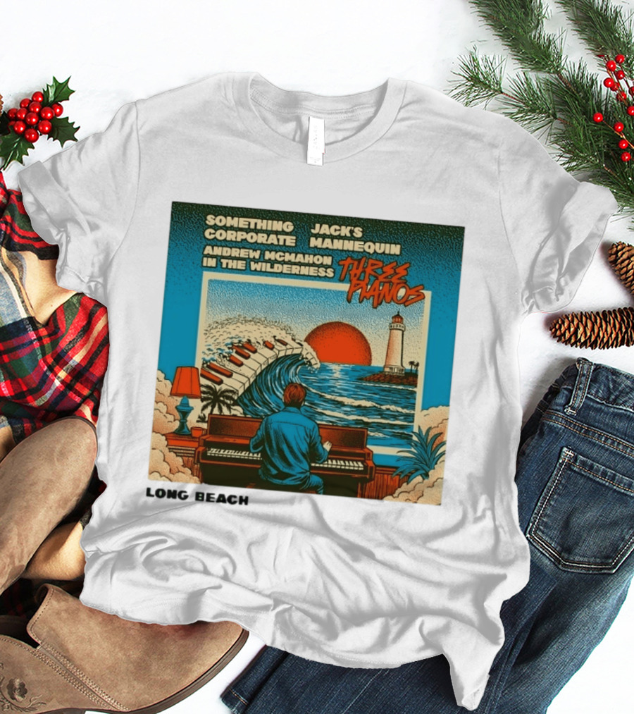 Andrew McMahon Three Pianos Long Beach Concert T-Shirt