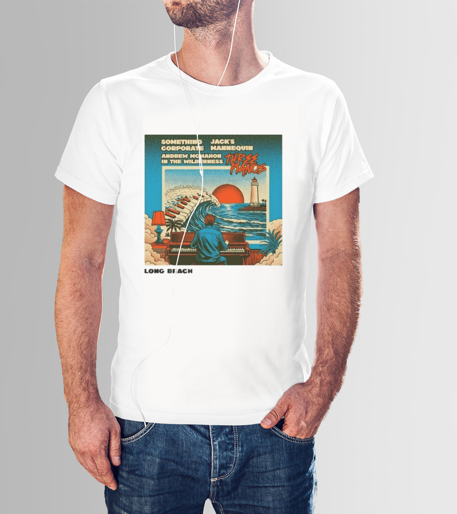 Andrew McMahon Three Pianos Long Beach Concert T-Shirt