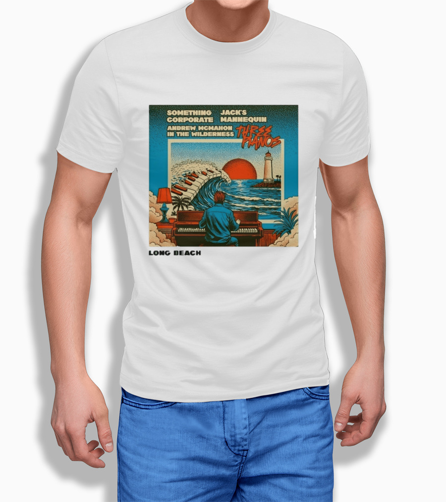 Andrew McMahon Three Pianos Long Beach Concert T-Shirt