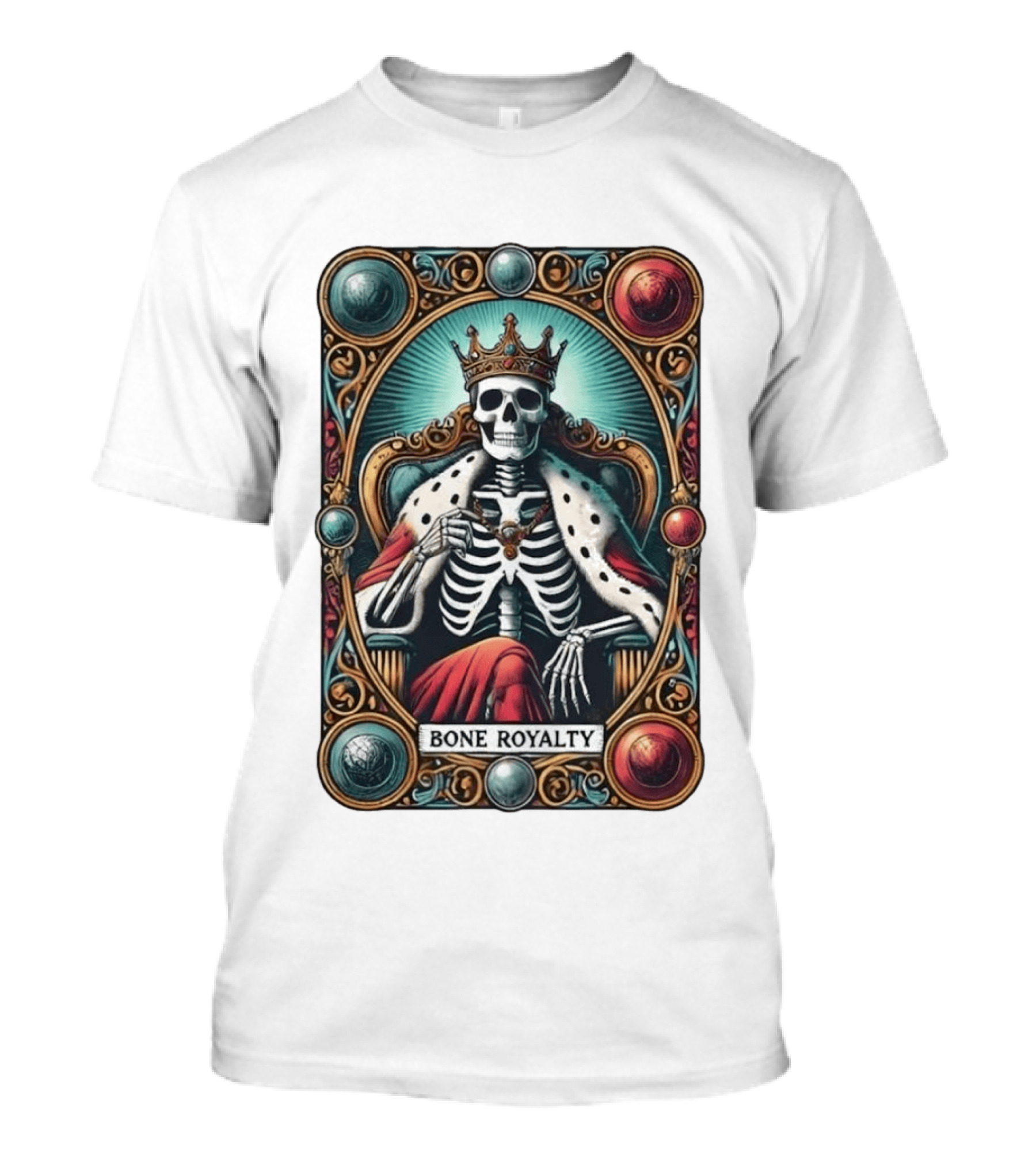 Bone Royalty Gothic Skeleton King Tarot T-Shirt