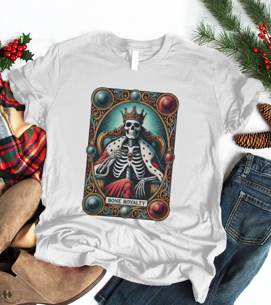 Bone Royalty Gothic Skeleton King Tarot T-Shirt