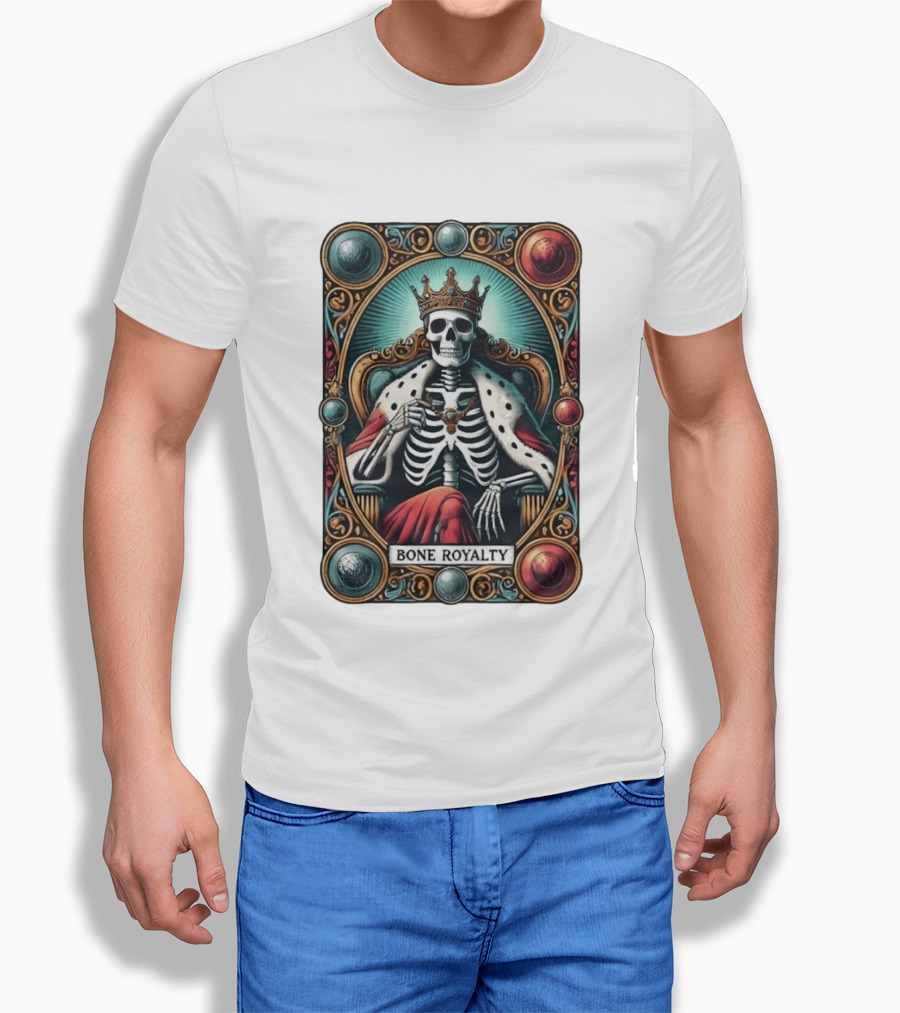 Bone Royalty Gothic Skeleton King Tarot T-Shirt
